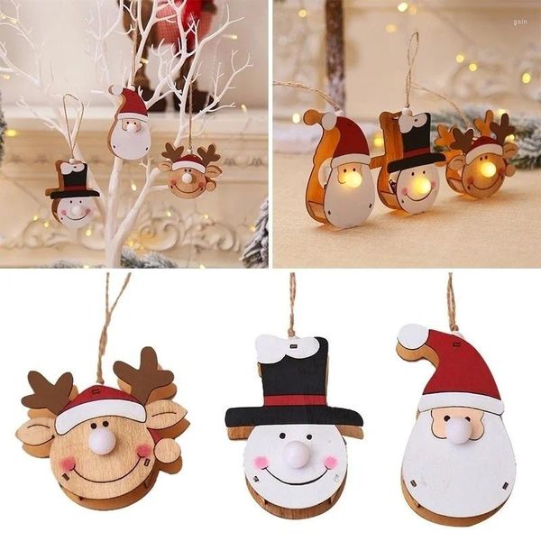 Рождественские украшения, веселый светодиодный светильник, деревянный кукольный дом, вилла, украшения, подвесные украшения, подвески, безделушки, подарок
