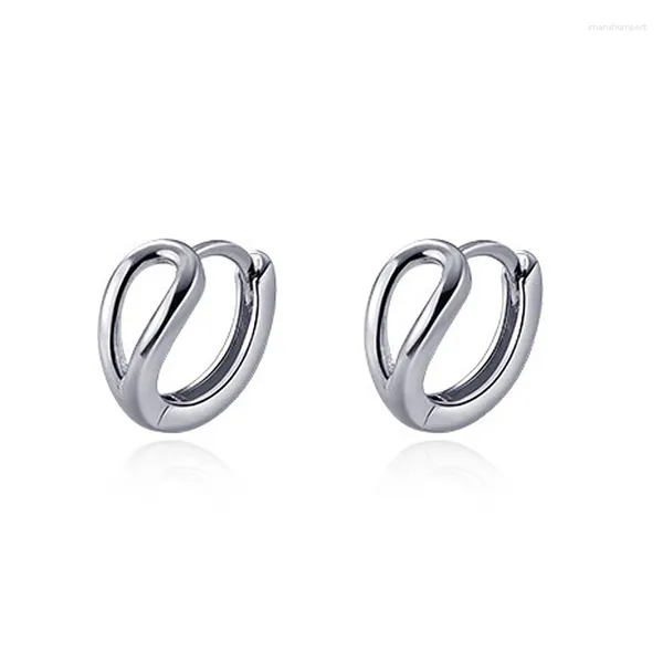 Orecchini a cerchio da donna, retro, lucidi, con goccia d'acqua cava, semplici accessori per gioielli traforati geometrici in argento sterling 925