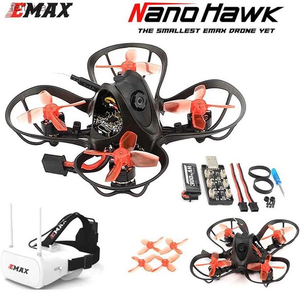 Drones EMAX Nanohawk 65mm 1S Whoop FPV Iniciante Indoor Racing Drone FrSky D8 Runcam Nano3 Câmera 25mw VTX 5A Blheli_S 5.8G Óculos YQ240211