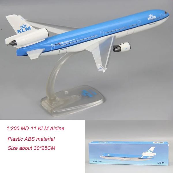 KLM MD11 MD-11 Airlines im Maßstab 1:200, ABS-Kunststoff, Flugzeugmodell, Spielzeug, Flugzeugmodell, Spielzeug zum Sammeln, 240131