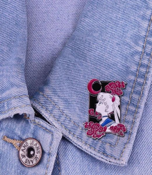 Lua e lebre marinheiro lua pino anime menina mágica emblema divertido esmalte broche acessórios de roupas moda jóias presentes para amigos2804124