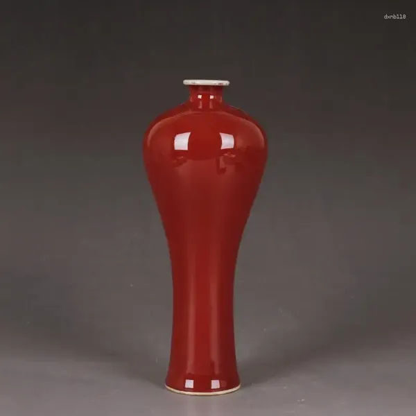 Vaso de porcelana de esmalte vermelho chinês Qing Yongzheng 6,77 polegadas
