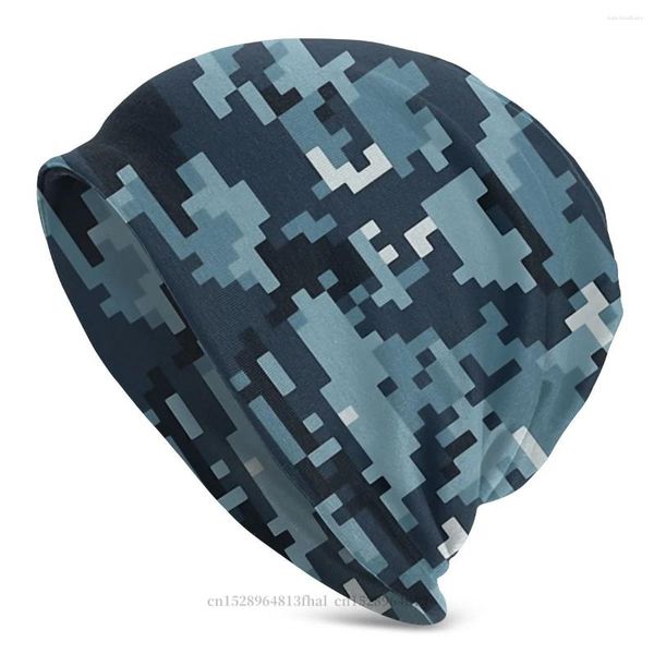 Berretti Camo Camouflage Army Winter Warm Beanie Cappelli Blu navy Digitale Cappello lavorato a maglia Bonnet Skullies Berretti Berretti Uomo Donna Paraorecchie