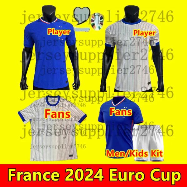 Verkaufe französisches 2024 Euro Cup Home Away Trikot MBAPPE Fußballtrikots DEMBELE COMAN SALIBA KANTE Maillot de Foot BENZEMA GRIEZMANN Kinder Männer Fans Spieler Fußballtrikot Kit