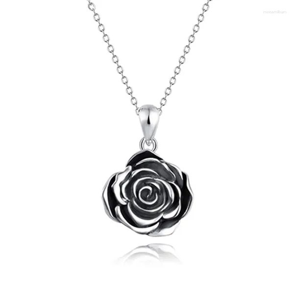 Anhänger Halsketten Mode Schwarze Rose Blume Halskette Choker Charme Für Asche Urne Schmuck Memorial Keep Love