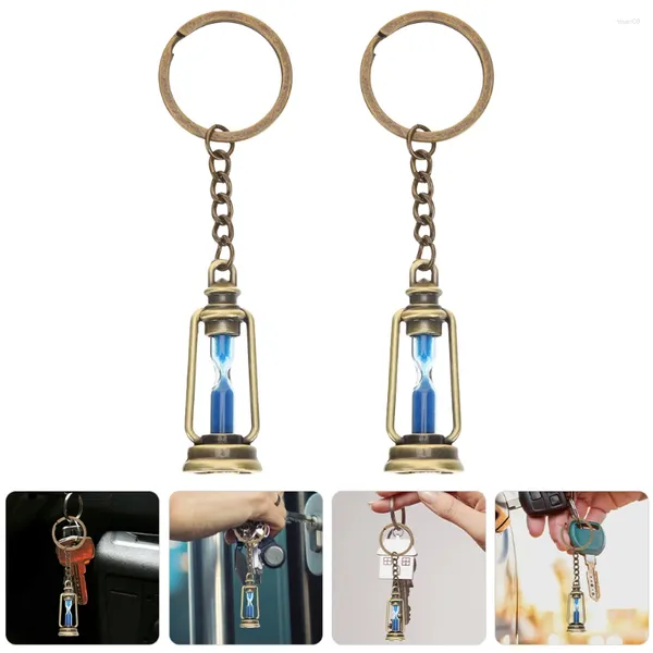 Schlüsselanhänger 2 Stück Sanduhr Schlüsselanhänger Vintage Dekor Metall für Autoschlüssel Frauen Niedliche Tasche Hängende Verzierung
