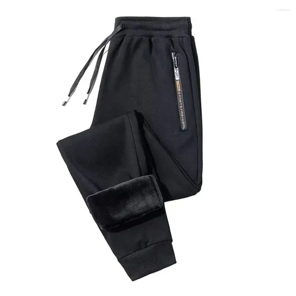 Pantaloni da uomo Pantaloni sportivi da uomo invernali caldi Vita regolabile Foderato in pile antivento da jogging con elastico per l'autunno