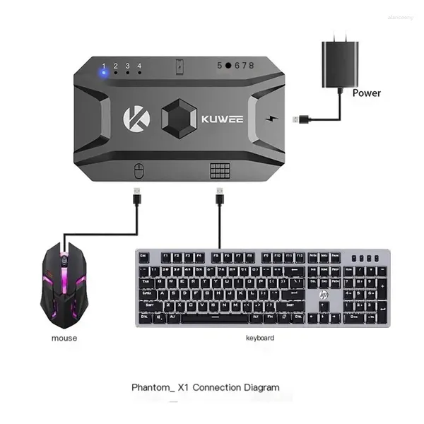 Adattatore Bluetooth per tastiera e mouse cambiato da cablato a wireless in grado di collegare 8 dispositivi