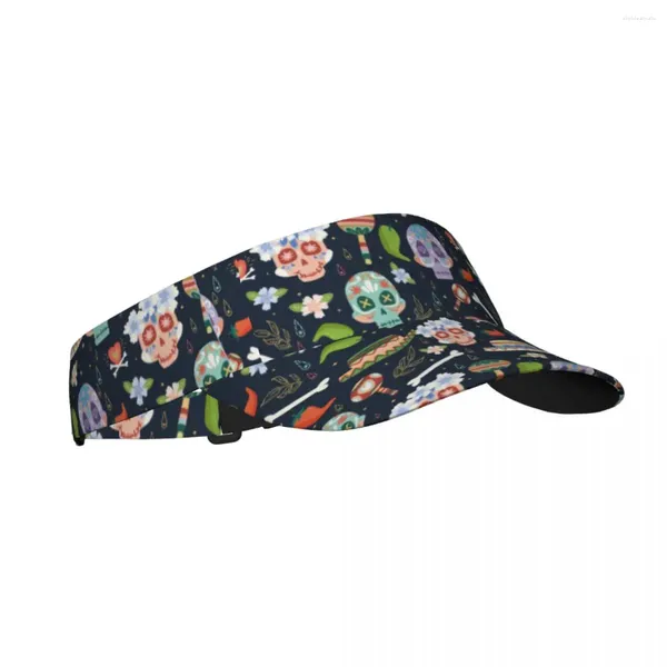 Berretti Sport Berretto da sole Visiera regolabile Protezione UV Top Vuoto Tennis Golf Corsa Protezione solare Cappello Dia De Muertos Teschio