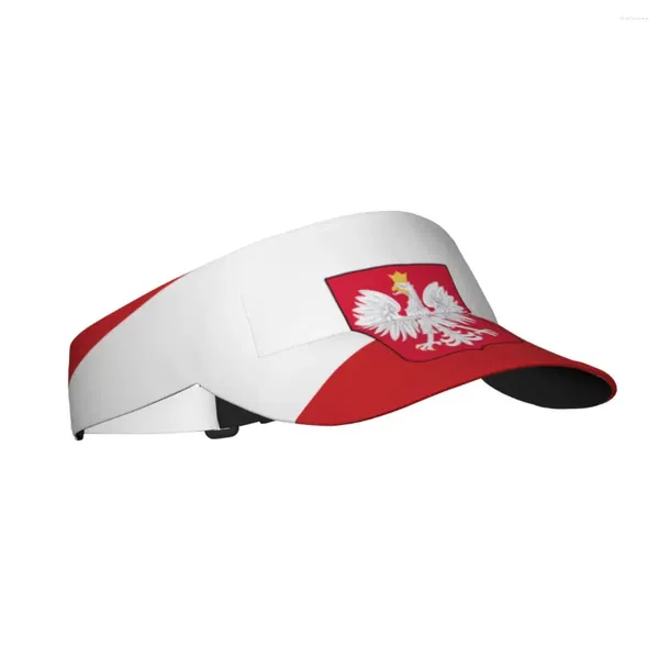 Berretti Cappello da sole estivo Uomo Donna Visiera regolabile Top Vuoto Bandiera Polonia Sport Tennis Golf Corsa Protezione solare