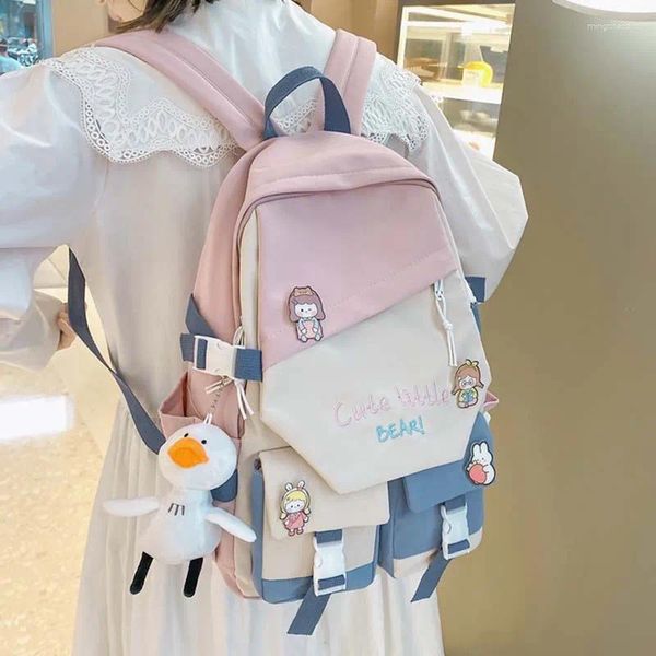 Rucksack Einfache Multi-Tasche Vielseitige Rucksäcke Minderheit Design Teenager Mädchen Student Frauen Schultasche Wasserdichte Mode Tasche