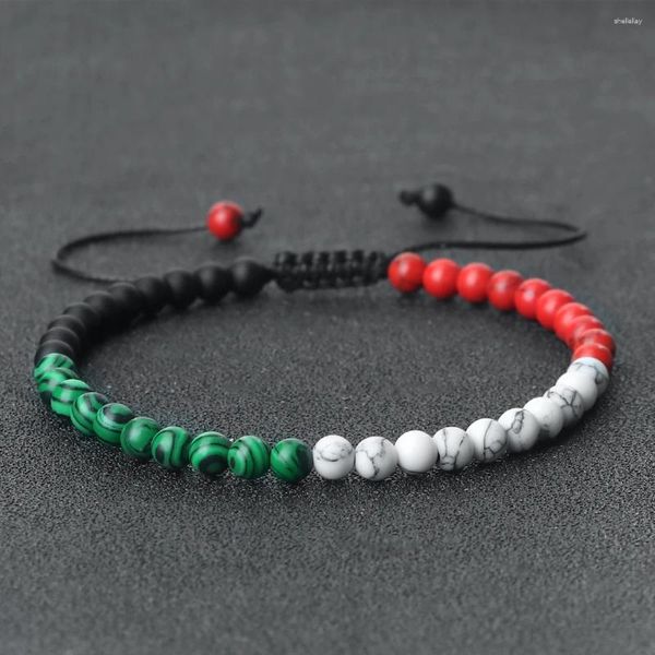 Charm-Armbänder, 4 mm, Perlenarmband, Nationalflagge, bunt, verstellbares Seil, modischer Armreif, Landstaat, Schmuck, handgefertigt, Großhandel für Frauen