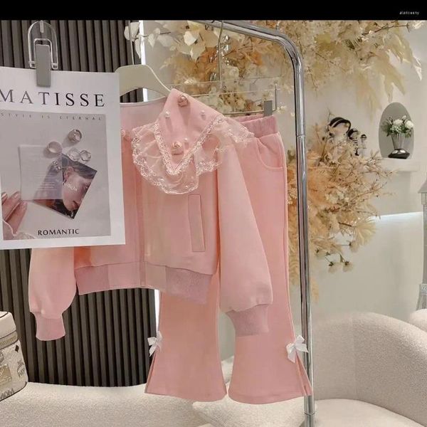 Kleidungssets Spitze Baby Mädchen Set Frühling Mode Anzug Reißverschluss Jacke Sportbekleidung Säuglingskleidung Wintermantel 1-6 Jahre alt