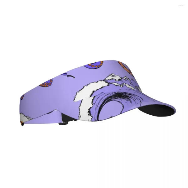 Berets Sports Sun Cap Viseira Ajustável Proteção UV Top Tênis Golf Running Sunscreen Chapéu Polvo Seahorse Sea Voyages Roxo Impressão