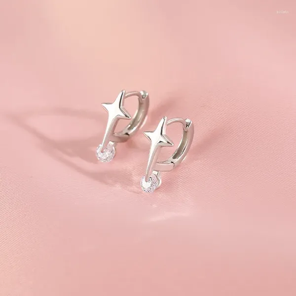 Brincos de argola fivela de orelha simples pequena cruz estrela feminino cor prata cartilagem piercing jóias pendientes acessórios