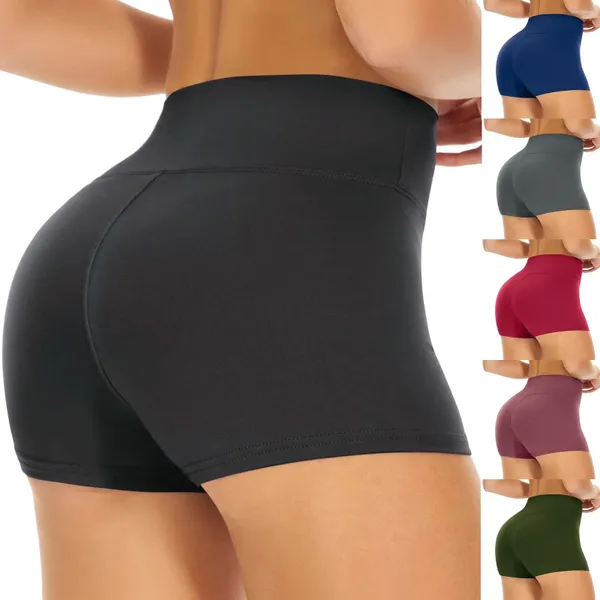 Pantaloncini da donna Fitness Yoga Vita alta Morbido Spandex Equitazione Danza Pallavolo Hip Lift