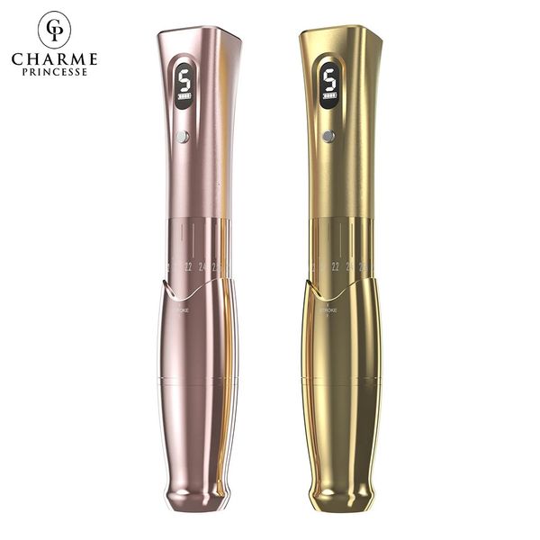 Charme Princesse Quelle E34 Caneta de tatuagem de curso ajustável sem fio Máquina de fornecimento de maquiagem permanente GoldenRose Gold 240202