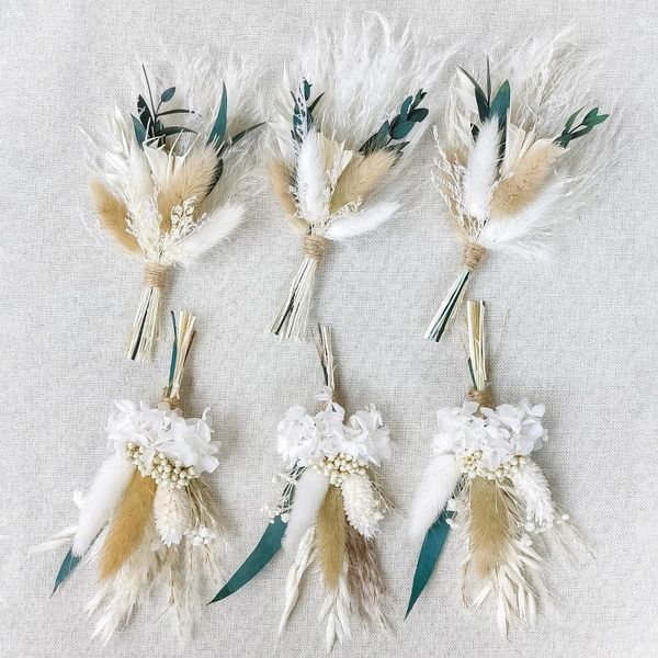 Dekorative Blumen, Mini-Trockenblumenstrauß, Set mit 6 kleinen Blumensträußen, böhmische Hochzeit, Tischarrangements, Geburtstagskuchen, Vasendekorationen