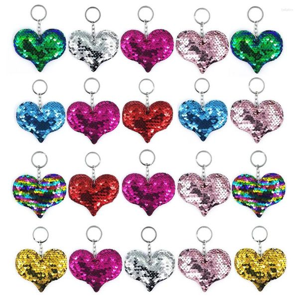 Anahtarlık 1 adet yansıtıcı parlak şeftali kalp anahtarlık kolye araba bagaj moda payetleri kalp şeklindeki aksesuarlar bibloları sever