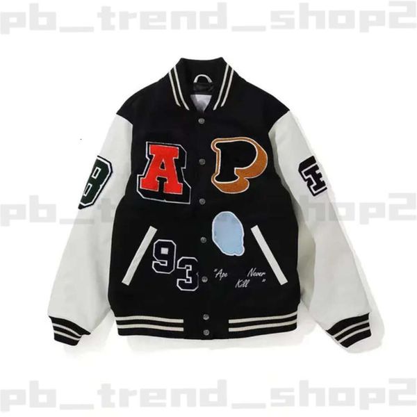 Giacca da uomo di design Giacche sportive Giacca college allentata Bapes Floccaggio in pelle maniche lunghe Cappotto da baseball Giacca uniforme Giacche calde monopetto 604