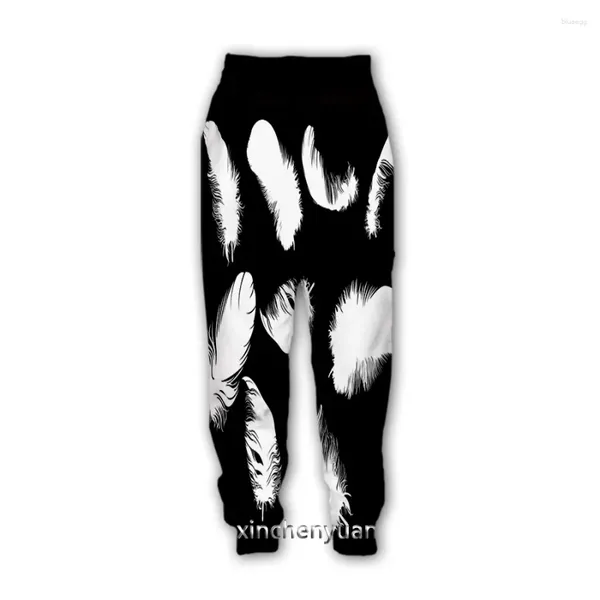 Calças masculinas Xinchenyuan Penas 3D Impressão Casual Sweatpants Calças de jogging retas K34