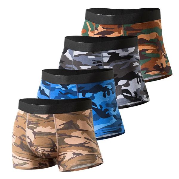 4pcsLot Herren Boxer Camo Herren Boxershorts Baumwolle Modal Camouflage Unterhose Mann Klassische sexy Unterwäsche für Männer 240130