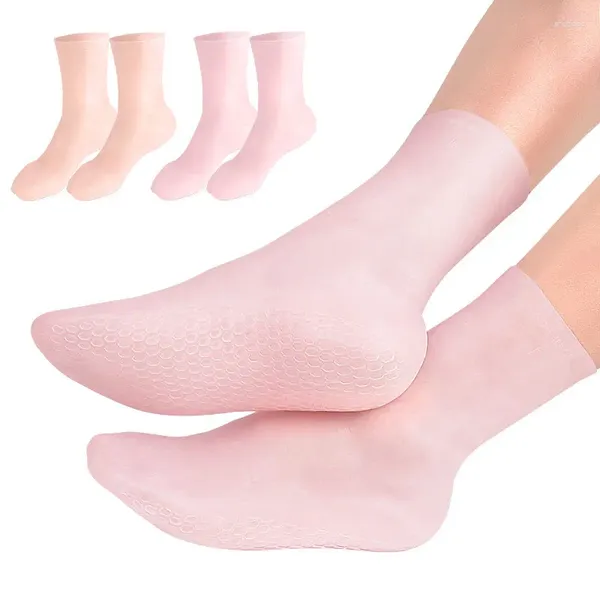 Meias masculinas hidratante cuidados com os pés silicone proteção elástica cobre pés calcanhar único seco rachado hidratar favo de mel inferior