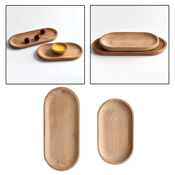 Tea Trays Natural Oval Wooden Plate Serving Dish Tray Food Dishes RestaurantsMöbel & Wohnen, Kochen & Genießen, Küchenhelfer!