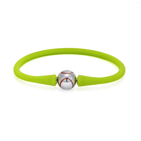 Link-Armbänder, lässiger Baseball-Charm für Frauen, grüne Farbe, weiches Silikonband mit drehbaren Perlen, Stressabbau am Handgelenk