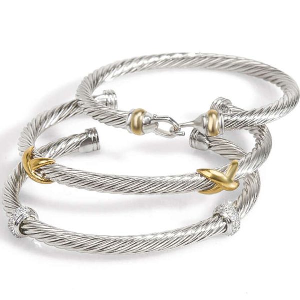 Luxury Yysuniee Designer ispirato David Bangle Bracciali per le donne Trendy Antique Twisted Cable Wire Cuff Braccialetti Gioielli di moda Regalo