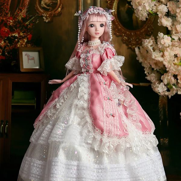 13 grandes princesa bjd 3d olhos podem ser fechados bjd boneca 70cm 21 articulações móveis vestir-se grande playhouse menina bonecas brinquedo presente de aniversário 240123