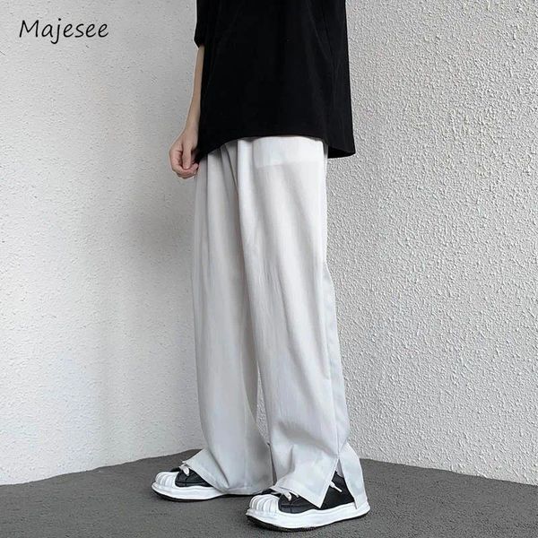Pantaloni da uomo Casual da uomo dritto solido sciolto elastico in vita spacco laterale stile coreano streetwear moda quotidiana estate traspirante verticale