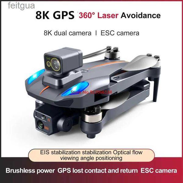 Drones Profissional 8K HD EIS Câmera Anti-Shake 5G Brushless RC Quadcopter 1.2KM GPS Siga-me Evitar Obstáculos WIFI FPV Drone Toy YQ240211