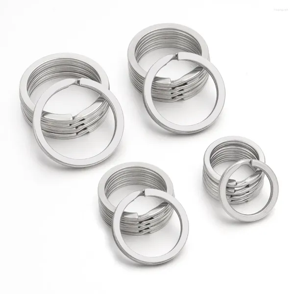 Portachiavi 10 pezzi portachiavi in acciaio inossidabile portachiavi rotondo anello piatto supporto portachiavi diviso accessori per creazione di gioielli fai da te