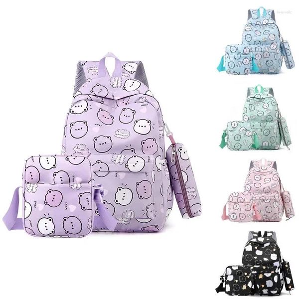 Schultaschen Cartoon Bär Druck Rucksack Dreiteiliges Set Grundschule Tasche Wasserdicht Junior High Mädchen Schultasche Stift