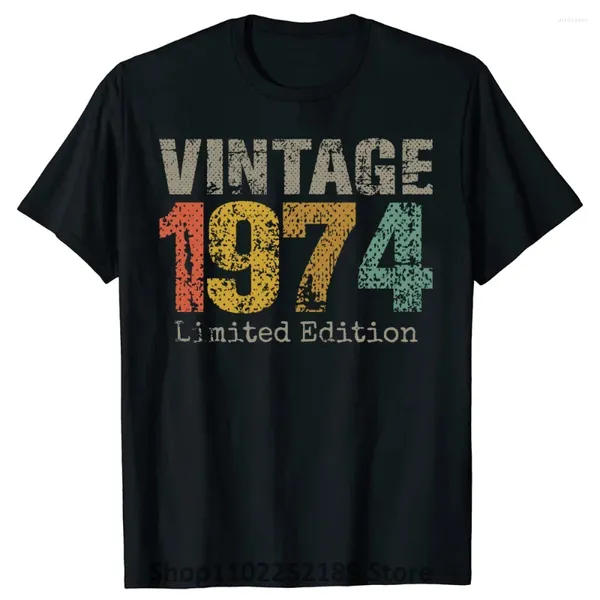 Herren-T-Shirts, Herren-T-Shirts, 50 Jahre alt, Geschenke, Vintage 1974, limitierte Auflage, 50. Geburtstag, lustige Baumwoll-T-Shirts, kurzärmelige O-Ausschnitt-Kleidung