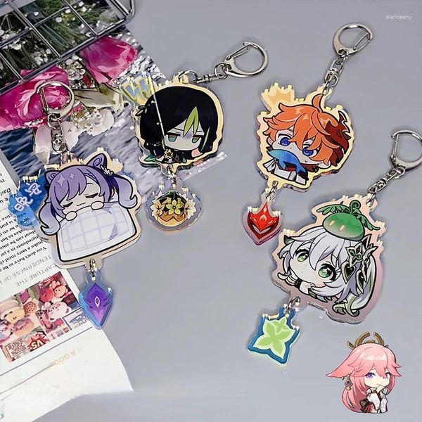 Anahtarlıklar Genshin Etkisi Anime Anime Keychain Tartaglia Al Haitham Erkekler Kadınlar İçin Anahtar Zinciri Moda Sevimli Figür Akrilik Keyasyon Kolye Hediyeleri