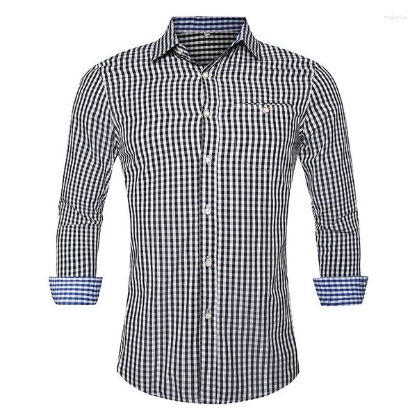 Camicie casual da uomo 2024 Primavera e autunno Risvolto a righe allentate Semplice bel bottone Camicia a maniche lunghe da pendolarismo grigio moda