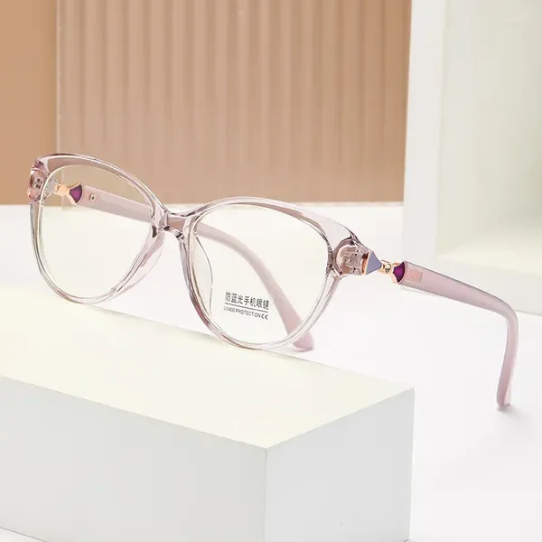 Sonnenbrille 2024 3 In 1 Progressive Multifokale Lesebrille Mode Frauen Anti-Blau-Brille Einfach in die Ferne und in die Nähe zu schauen -1,0 4,0