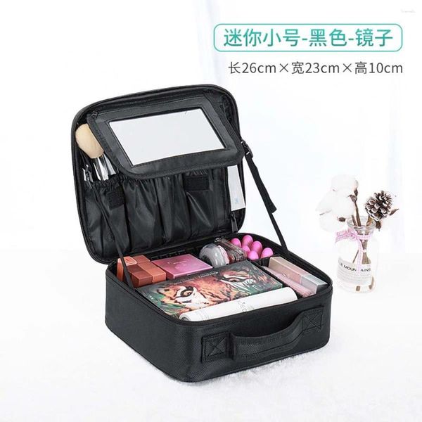 Kosmetiktaschen Professionelle Damen Make-up-Tasche mit Spiegel Verstellbarer Teiler Verkauf Reisebox Große Kapazität Tattoo Nagel tragbar