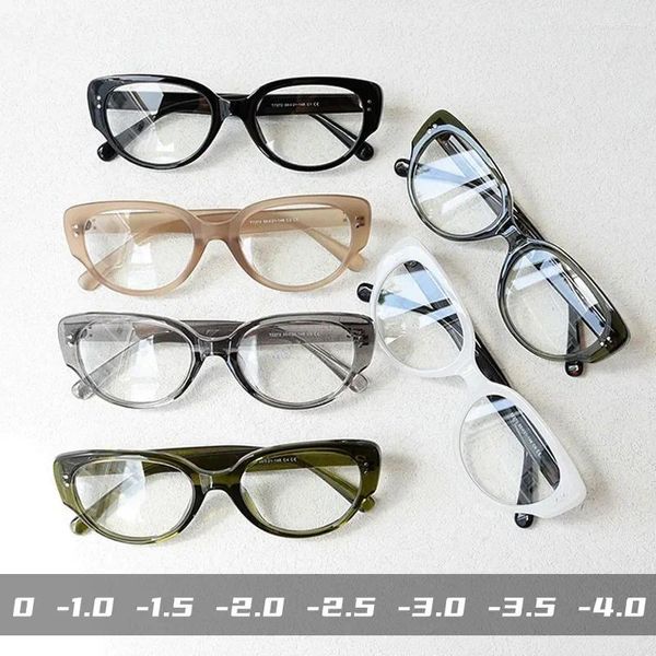 Sonnenbrille Anti-Blaulicht-Myopie-Brille für Frauen, Katzenaugenschutz, Computer-Brille, verschreibungspflichtige Nahsichtbrille, Dioptrien 0 bis -4,0