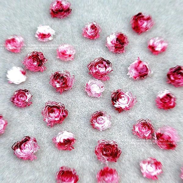 Nail Art Dekorationen 50PCS Blutschattierung Acryl Rose Blume Charms Teile Kamelie Zubehör Maniküre Material Nägel Dekoration Lieferungen