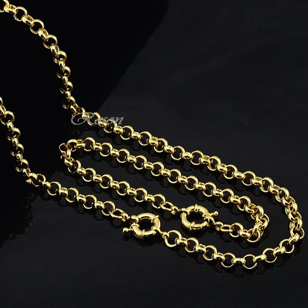 6mm de largura masculino feminino rolo conjunto jóias cor ouro link corrente colar pulseira marinheiro 240125