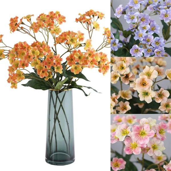 Fiori decorativi 3 forchette/ramo Fiore artificiale Fiordaliso di seta Falso Tung per la decorazione del bouquet di nozze Disposizione della tavola di casa