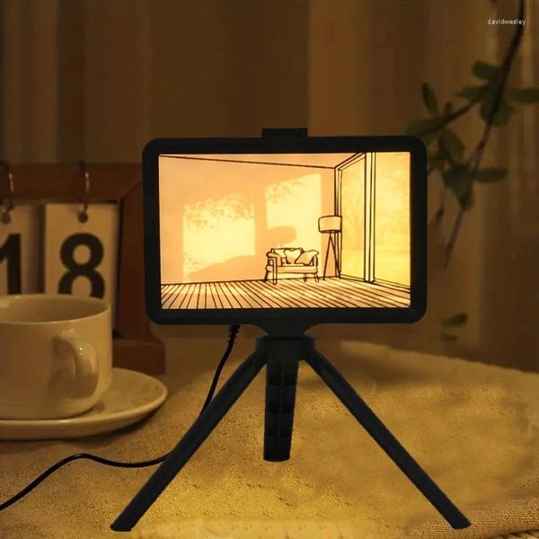 Luci notturne LED Bella pittura di luce Immagine HD Cornice stretta Spina USB Oscuramento Decorazioni romantiche per la camera da letto Piccola lampada regalo