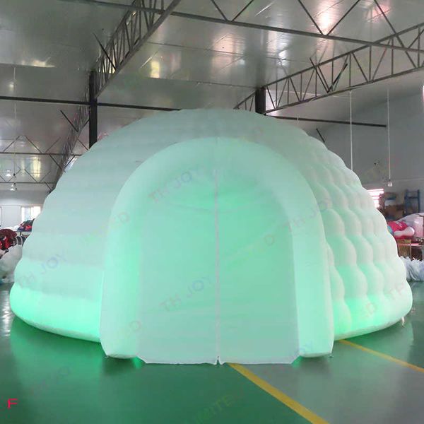 vendita all'ingrosso attività all'aperto 5m 8m Tenda gonfiabile bianca per feste a cupola igloo con laboratorio di struttura a luce led per mostre di matrimoni per feste di eventi