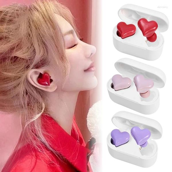 Cuffie wireless Bluetooth a forma di cuore Cuffie auricolari in-ear con riduzione del rumore universale Cuffie da gioco per musica sportiva