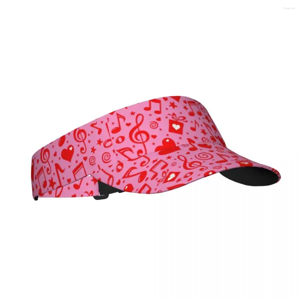 Beralar Yaz Güneş Şapkası Ayarlanabilir Visor UV Koruma Üst Boş Pembe Kırmızı Müzikal Notlar Hediye Kutusu Kalp Spor Güneş Koruma Kapağı
