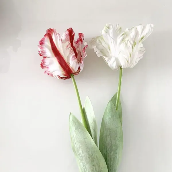 Flores decorativas 1 pc flor artificial de alta qualidade 68cm falso dobrável cor brilhante 3d papagaio tulipa simulação vibrante