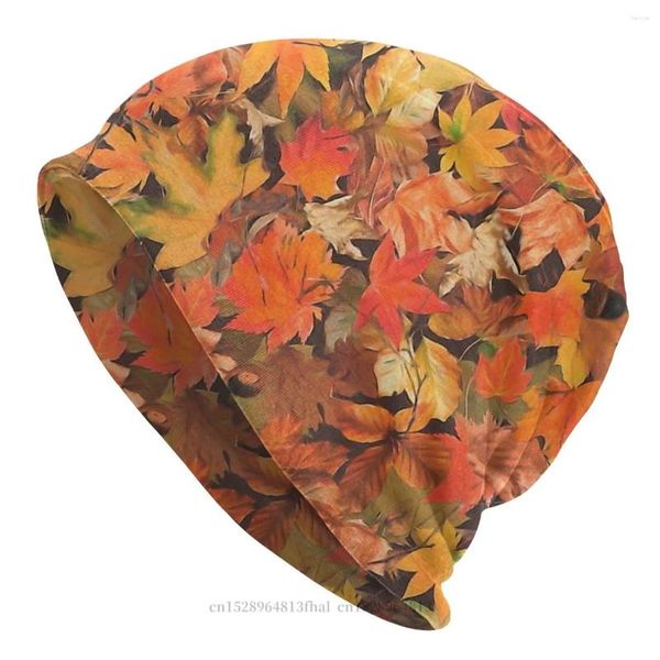 Berets outono folhas bonnet homme ao ar livre chapéu fino pintura a óleo crânios beanies bonés para homens mulheres chapéus de tecido criativo